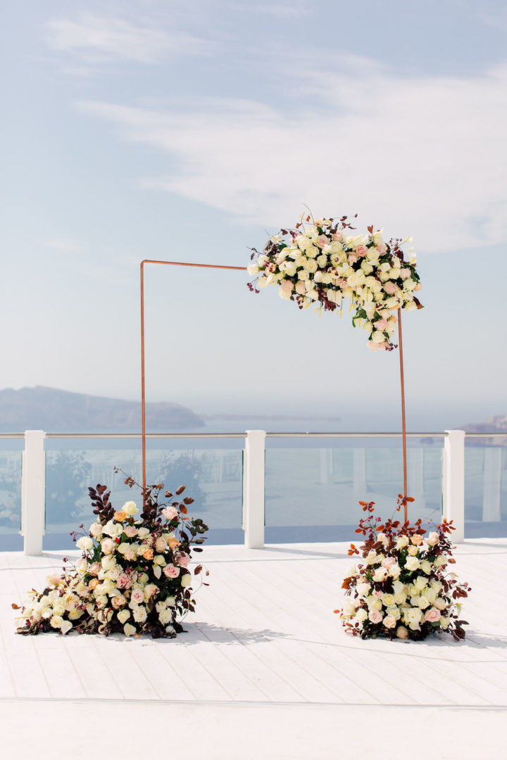 Wedding floral decoration at Rocabella Santorini