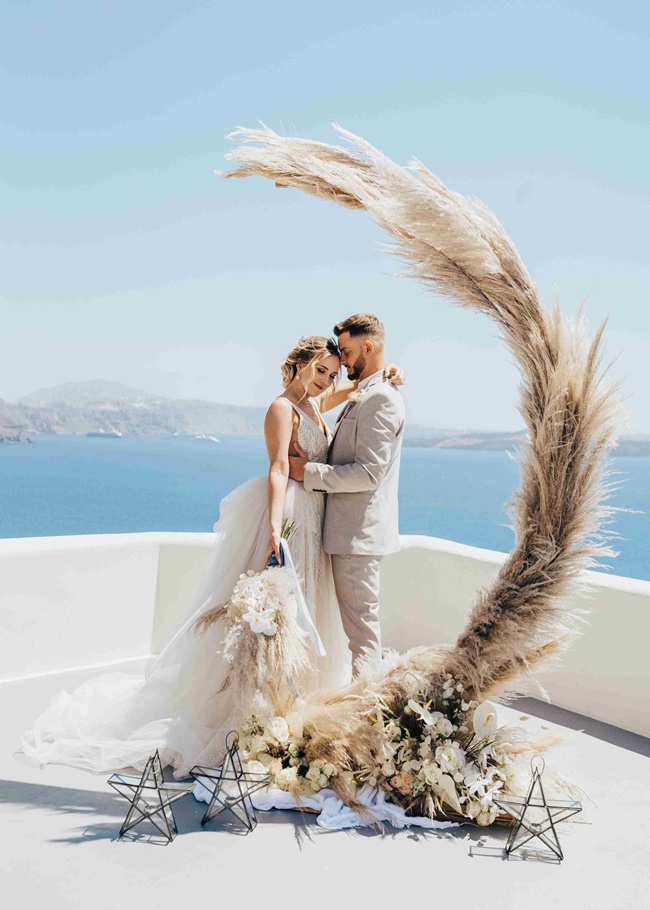 Wedding floral decoration in Santorini