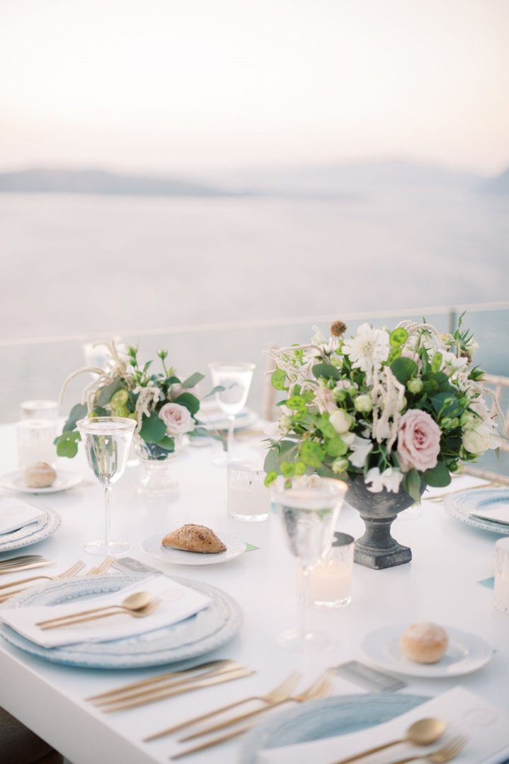 Wedding flowers in Santorini island