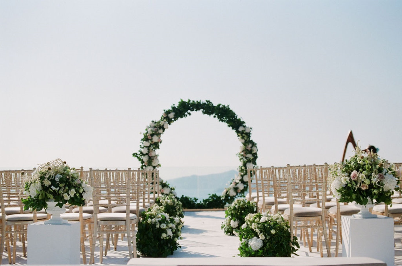Ceremony arch in Santorini Greece