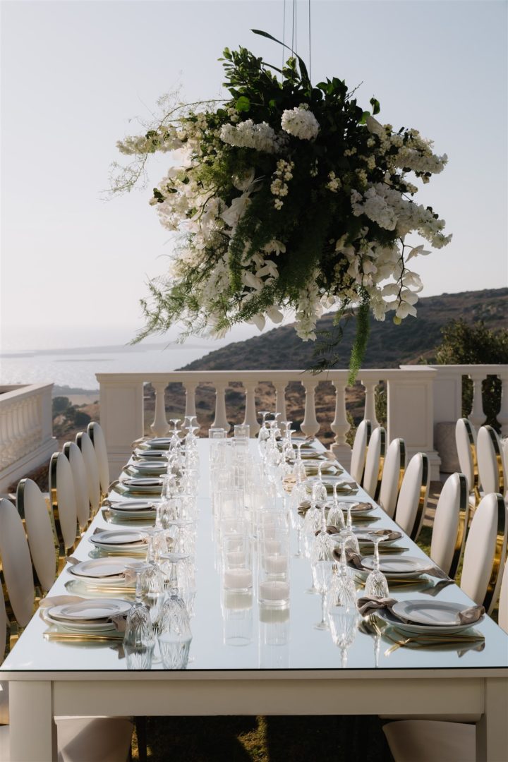 Wedding floral decoration at Villa Aethra, Paros Greece