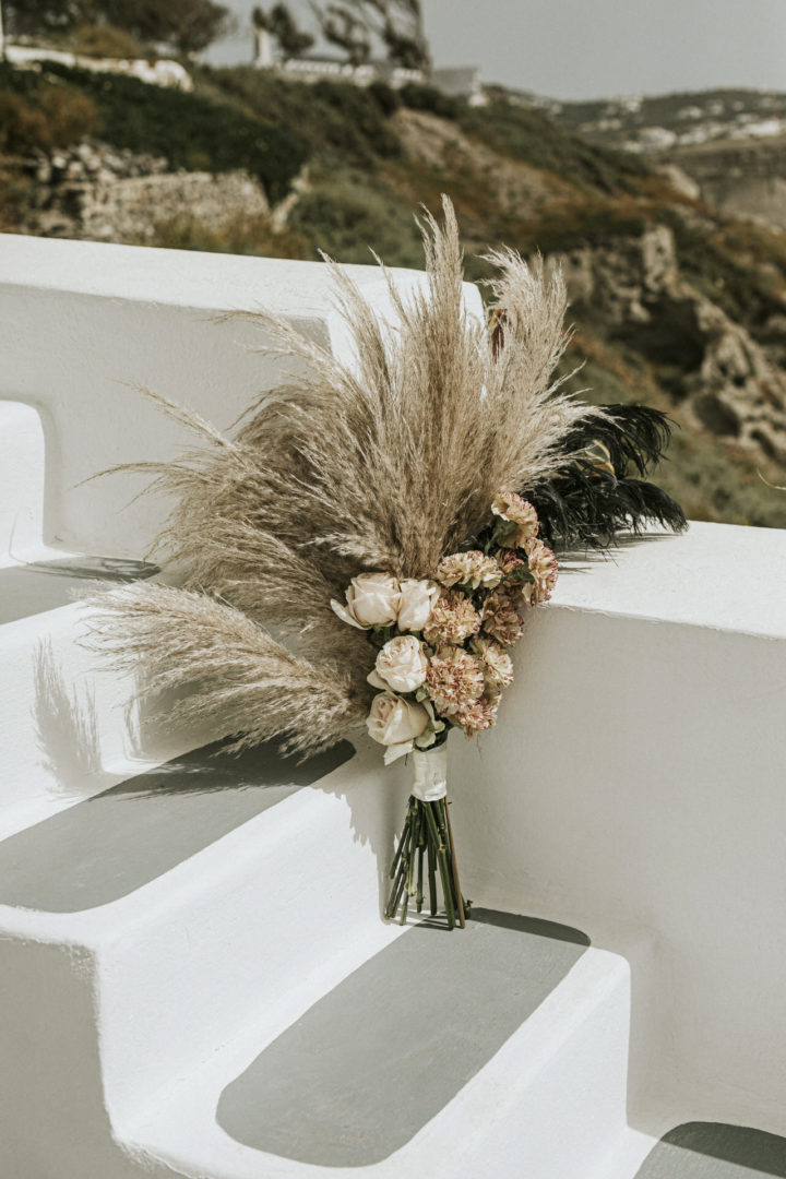 Birdal bouquet with pampass grass Santorini