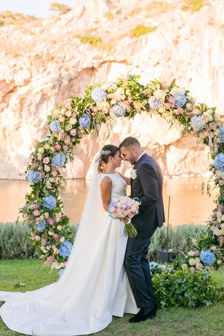 Wedding arch with hydrangeas in Athens Greece
